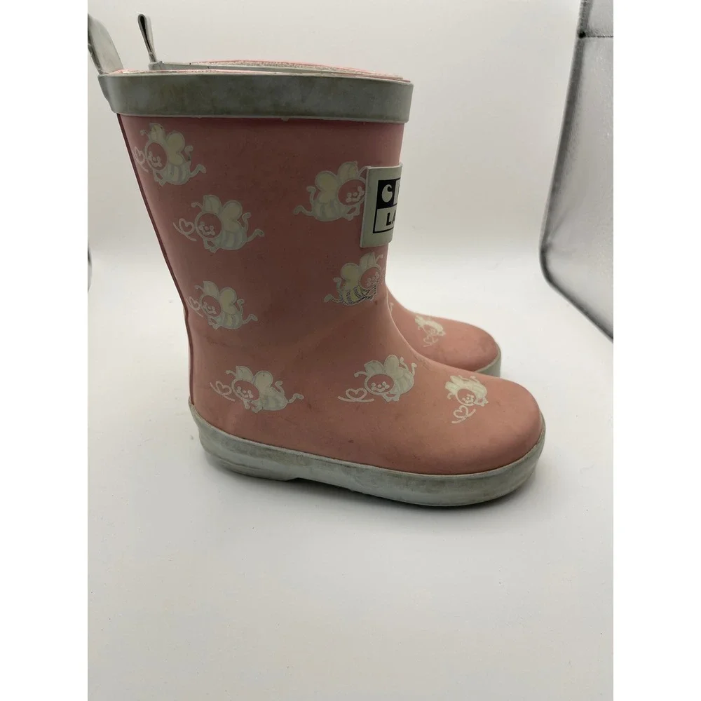 Pip Lane‎ Pink Rain Boots Cute Angel Design Pull On Loops Toddler